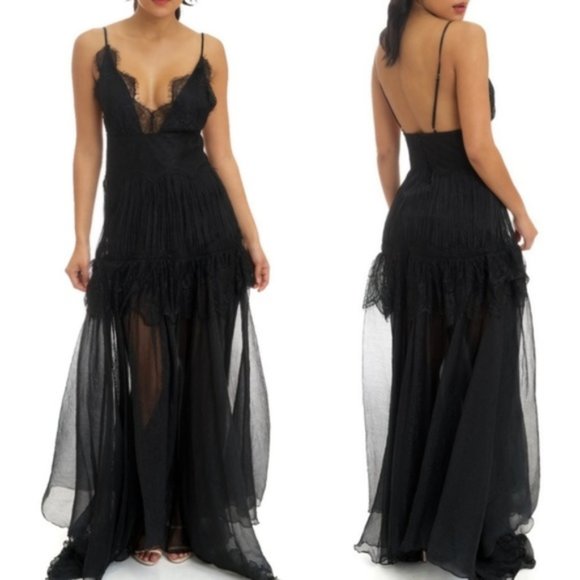 GLAM DOLLZ Black Lace Maxi Dress - Picture 3 of 4